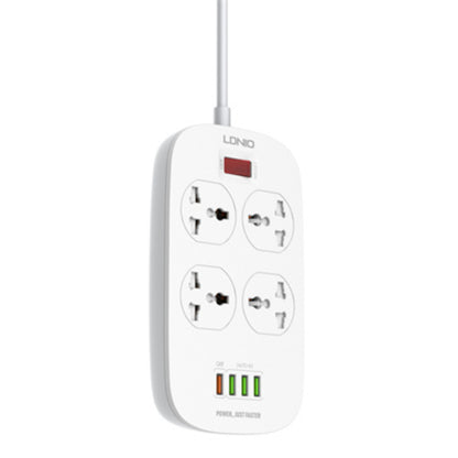LDNIO SC4407 | 4 AC Outlet Universal Power Strip, 2500W, 4 USB Ports with QC3.0, EU/UK/US Plug, Surge Protection