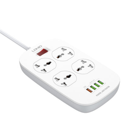 LDNIO SC4407 | 4 AC Outlet Universal Power Strip, 2500W, 4 USB Ports with QC3.0, EU/UK/US Plug, Surge Protection
