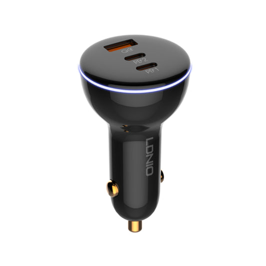 LDNIO C102 | 160W Super Fast Car Charger, 3 USB Ports (Dual PD + QC3.0), 100W + 30W + 30W, LED Display