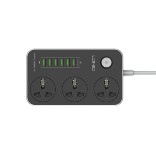 LDNIO SC3604 | 3 AC Outlets Universal Power Strip, 6 USB Ports, 17W Fast Charging, 2500W Output, 2M Cord
