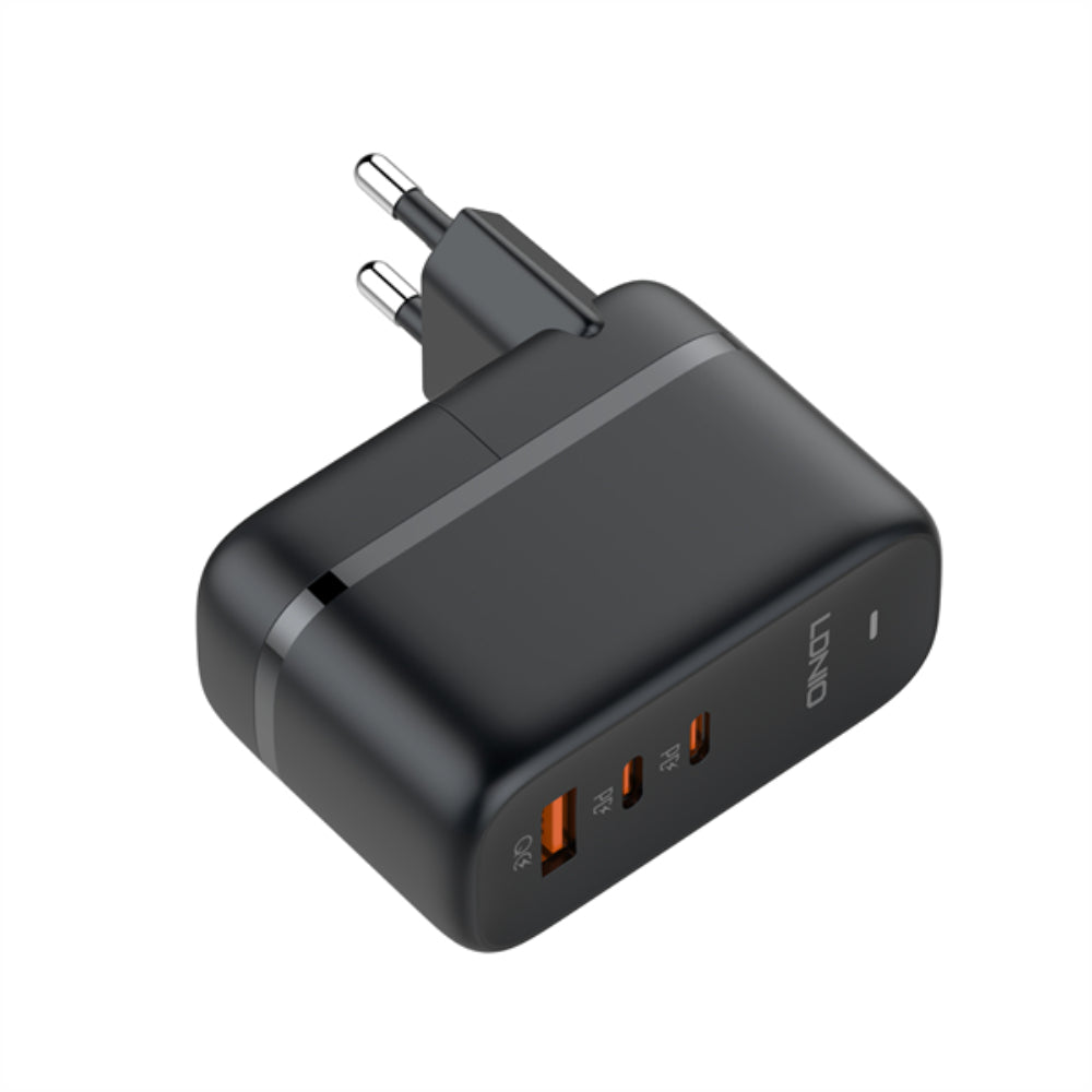 LDNIO Q366 | 65W GaN Super Fast Charger, Dual USB-C + USB-A, PD & QC4.0+, Foldable Plug, Travel Adapter