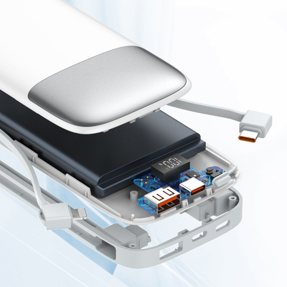 LDNIO PQ20 | 20000mAh Power Bank, 22.5W Fast Charging, Built-in Cables, LED Display, PD & QC3.0