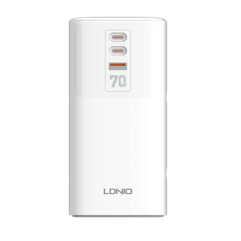 LDNIO SC4383 | 70W Multifunctional Desktop Power Adapter, 1×PD + 1×QC3.0 + 3×Auto-ID, 200cm Cord, Universal Plug