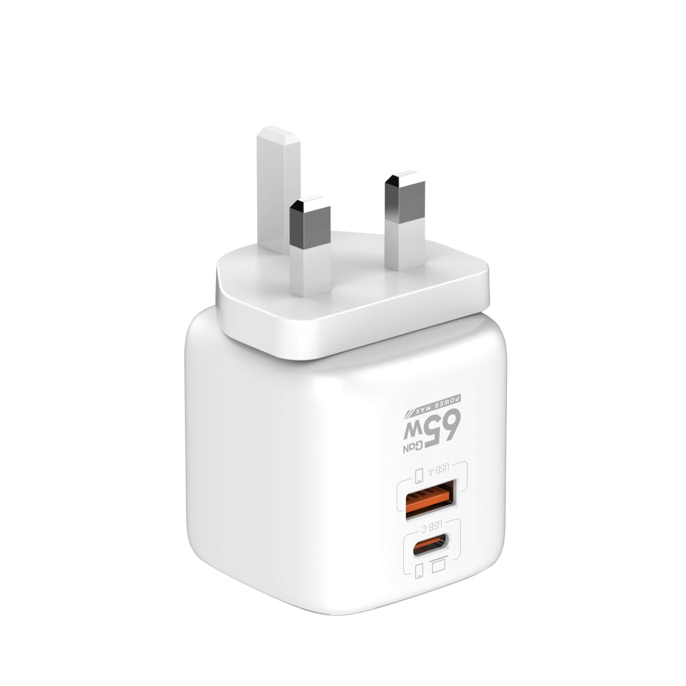LDNIO Q2617 | 65W PD & QC Fast Wall Charger, Dual Port USB-C + USB-A, Foldable Plug, US Socket