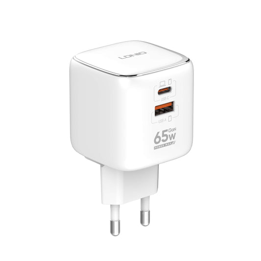 LDNIO Q2617 | 65W PD & QC Fast Wall Charger, Dual Port USB-C + USB-A, Foldable Plug, US Socket