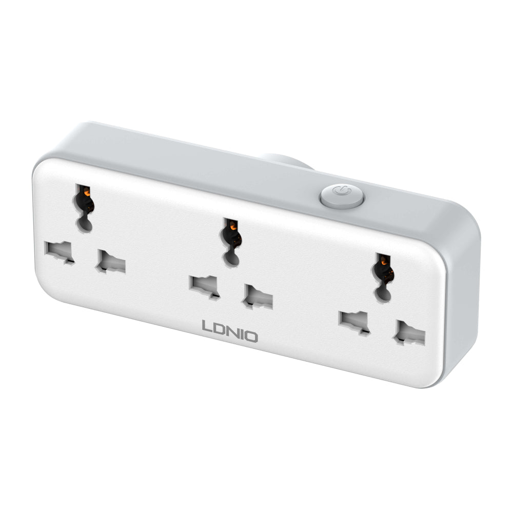 LDNIO SC3317 | 3 AC Outlet Power Expansion Adapter, Portable Extension Socket, Wall Plug, Flame-Retardant Build