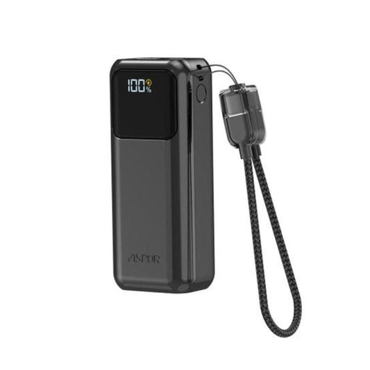 ASPOR A353 Mini Power Bank | 10000mAh | 20W PD + QC Fast Charging | LED Display | Compact Portable Charger