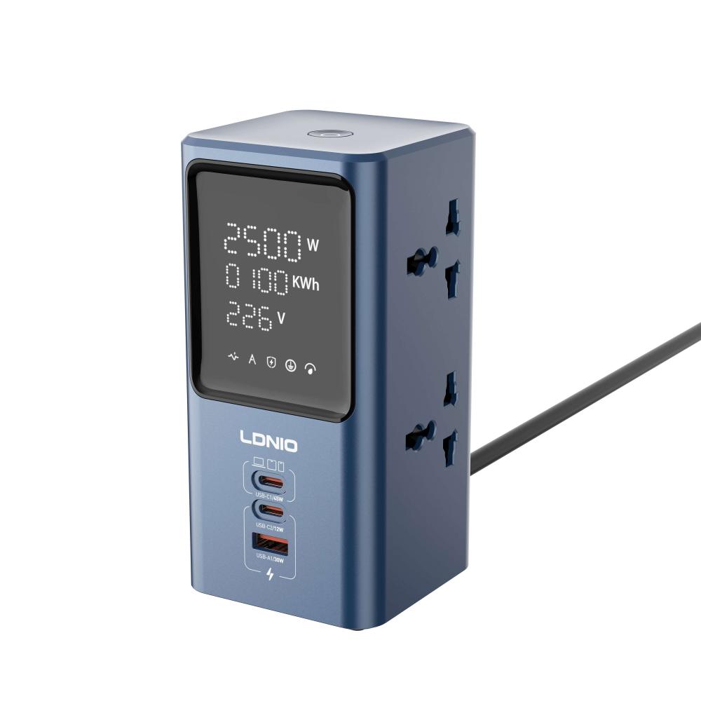 LDNIO SC2 7-in-1 Power Extension | 4 AC Sockets + 2 USB-C + 1 USB-A Fast Charging Power Strip