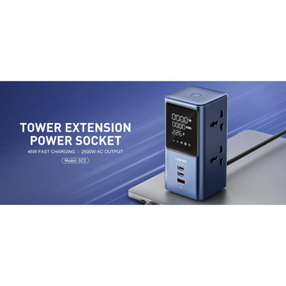 LDNIO SC2 7-in-1 Power Extension | 4 AC Sockets + 2 USB-C + 1 USB-A Fast Charging Power Strip