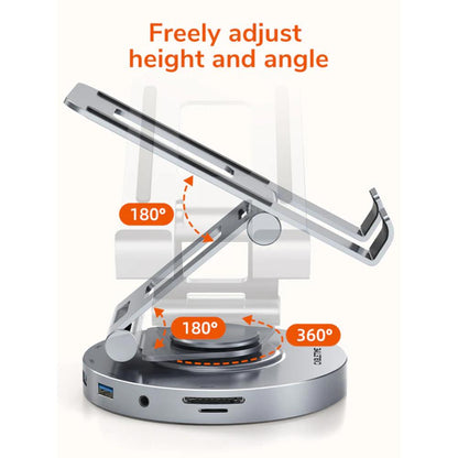 CABLETIME CB02G | 8-in-1 USB-C Docking Station with Stand for iPad Pro & Air | 4K@60Hz HDMI, 100W PD, 5Gbps USB, 360° Adjustable Aluminum Design