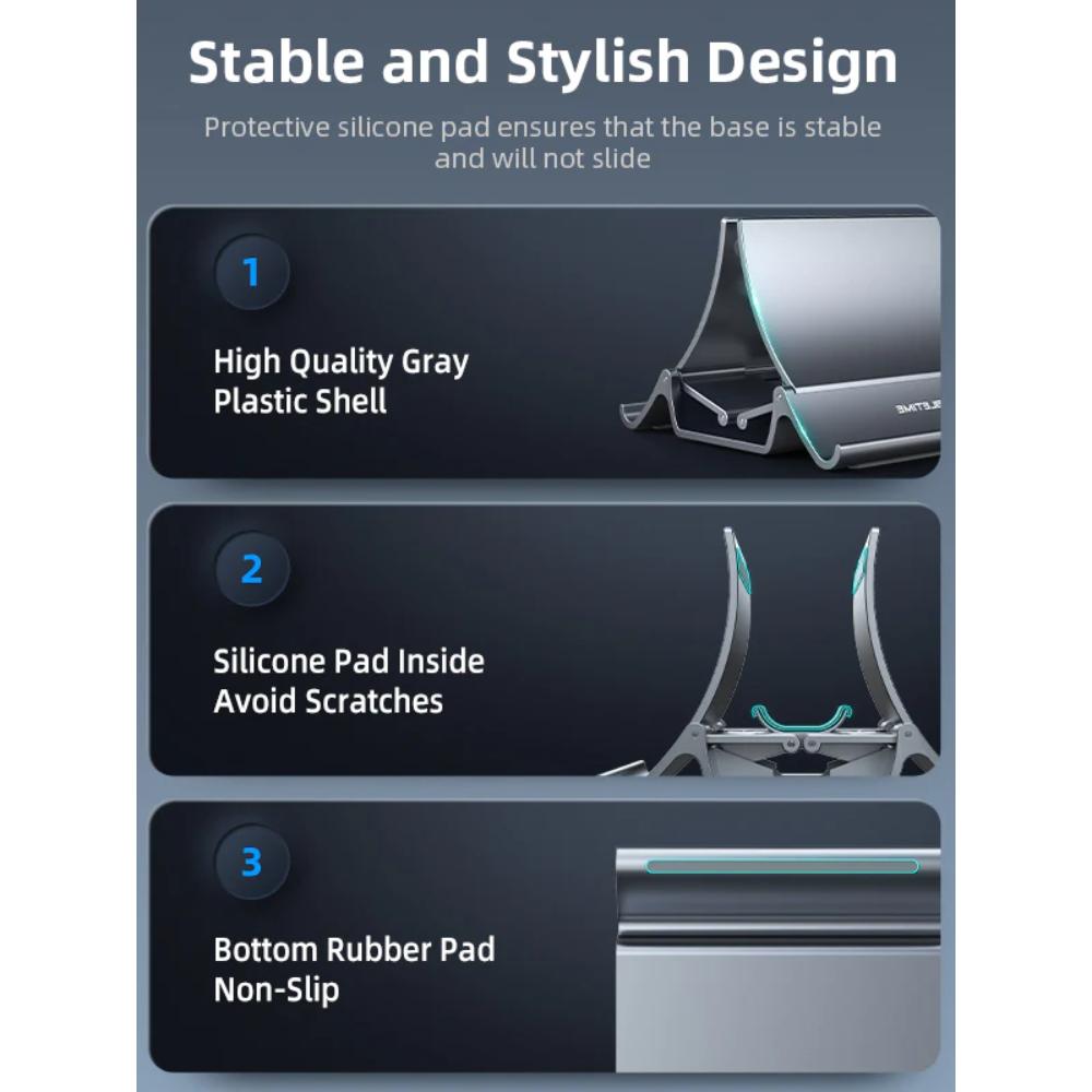 CABLETIME CS15G | Vertical Adjustable Laptop Stand | Gravity Self-Locking Design, Dual Device Support, Non-Slip Base