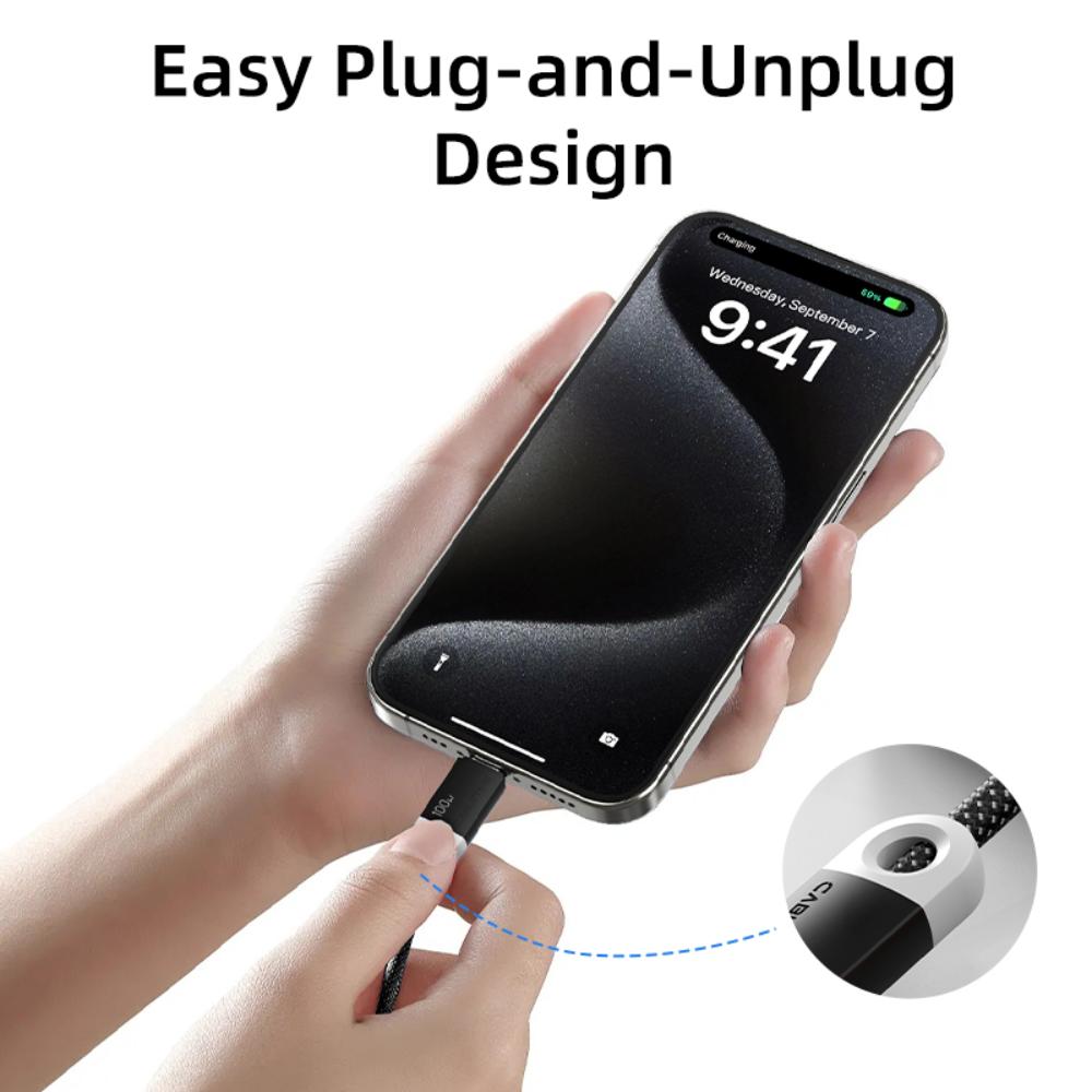 CABLETIME CUP1 USB-C to USB-C Fast Charge Cable | 100W Power Delivery | Braided Jacket & Smart Chip