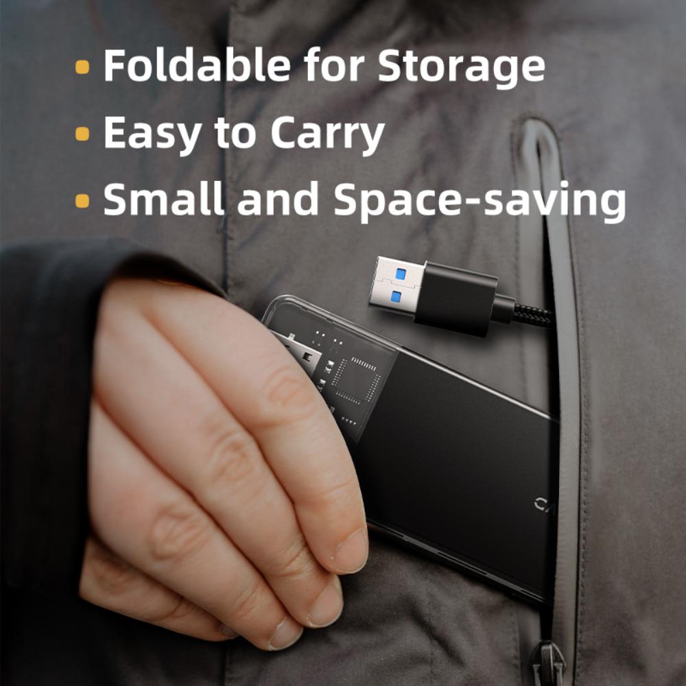 CABLETIME CB01B | 4-Port USB-A 3.0 Hub (5Gbps, 5V Power Supply, Transparent Design)