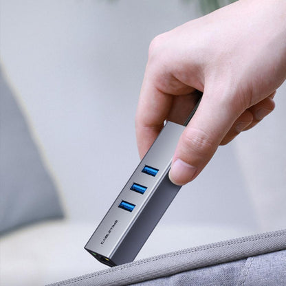 CABLETIME CB54G | USB-C 3-Port Hub with Gigabit LAN | 3× USB-A 3.0 5Gbps | 1000Mbps Ethernet | Aluminum Shell | Plug & Play
