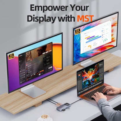 CABLETIME CB83G | 10-in-1 USB-C Dual HDMI Docking Station | 4K 30Hz HDMI, 1000Mbps LAN, 100W PD | MacBook, Dell, HP, Lenovo, Surface