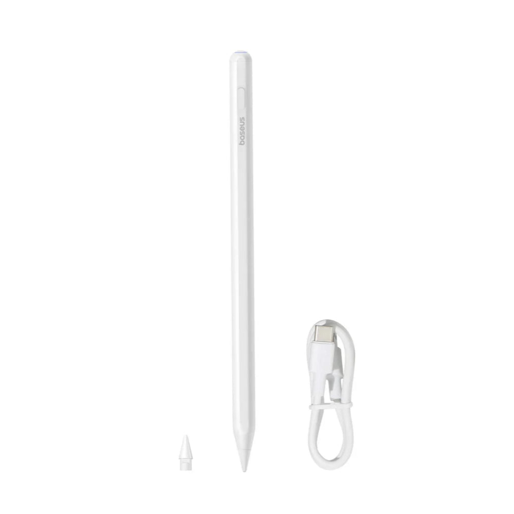 Baseus Smooth Writing 2 Series | Active Stylus Pen | Dual Charging (Wireless + USB-C) | Palm Rejection | Tilt Sensitivity | Ultra-Low Latency | LED Indicator | White | For iPads, Tablets, Smartphones