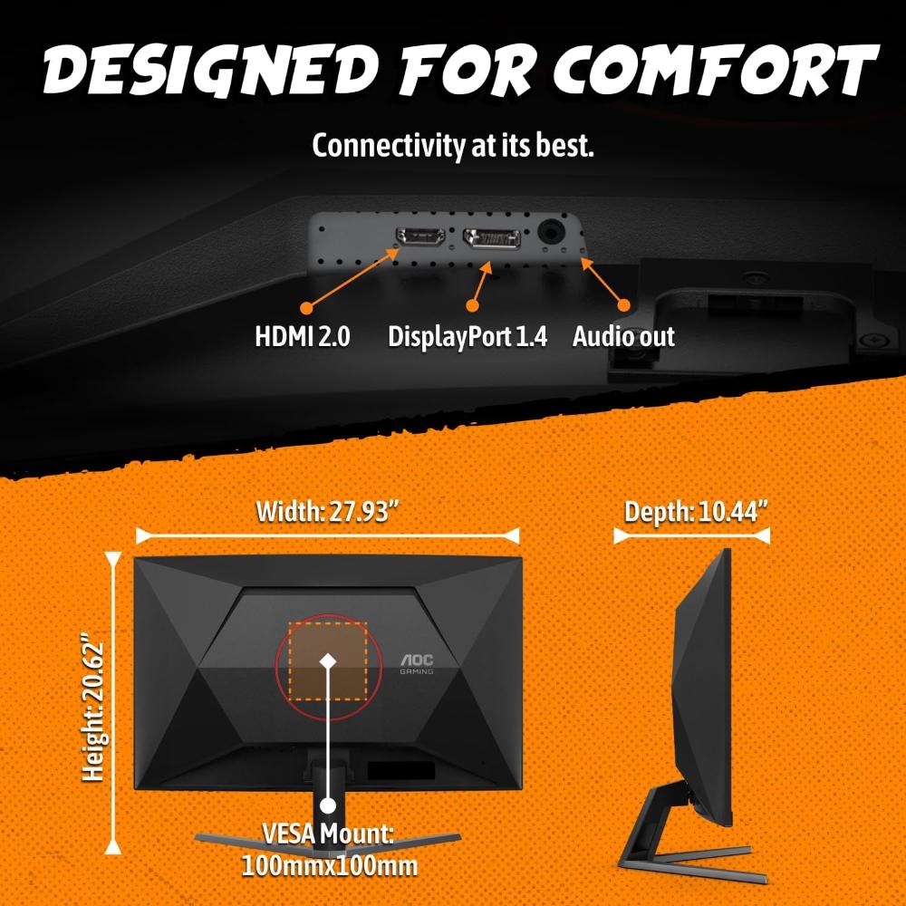 AOC C32G42ZE 31.5-Inch FHD Curved Gaming Monitor | 260Hz Overclocked | 0.3ms MPRT | VA Panel | Adaptive Sync | HDR10
