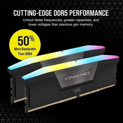 CORSAIR VENGEANCE RGB 32GB (2x16GB) DDR5 6200MT/s CL36 Desktop Memory Kit | High-Performance RGB RAM | Black