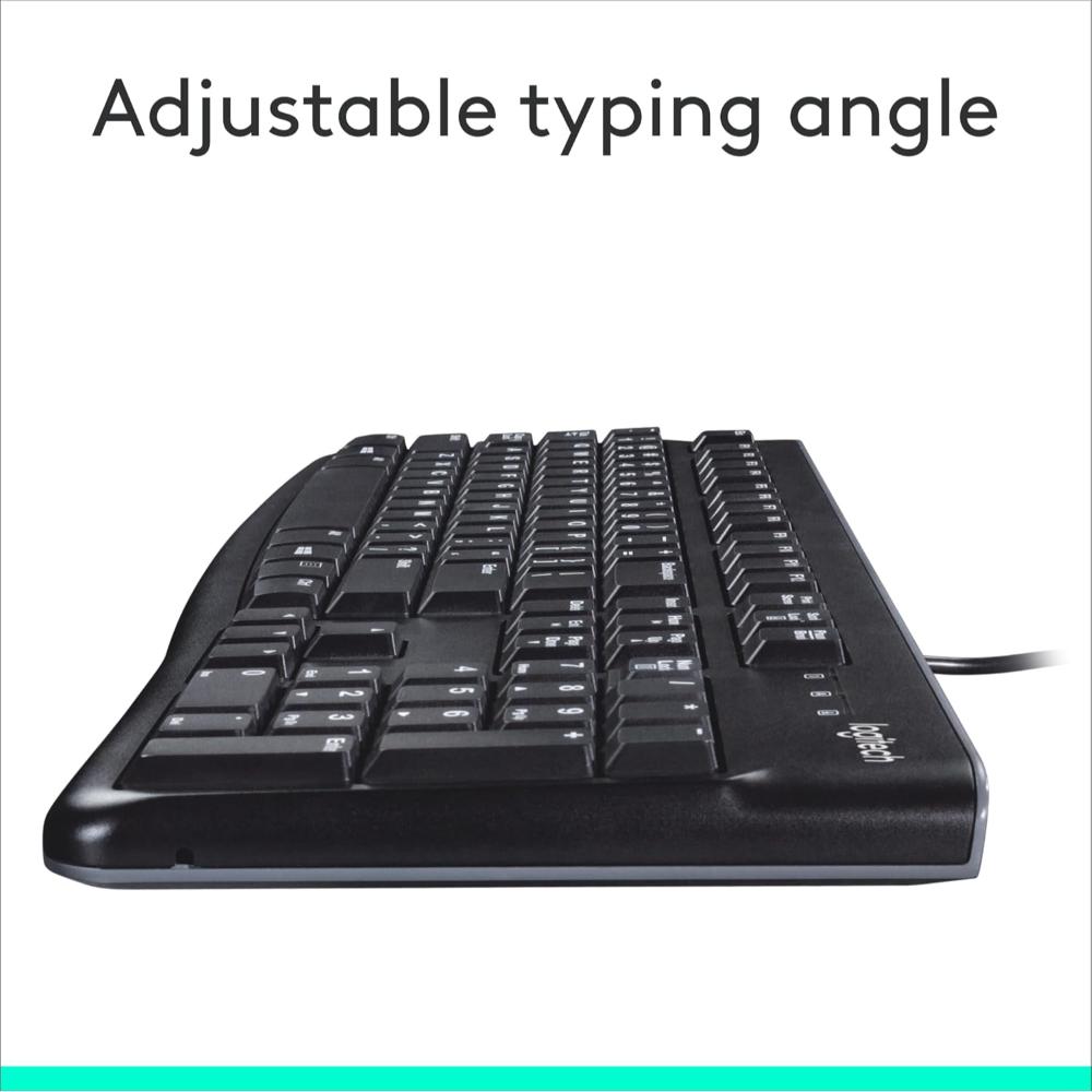 Logitech K120 USB Wired Keyboard | Full-Size Keyboard with Numeric Keypad | Spill-Resistant | Plug-and-Play USB | Black