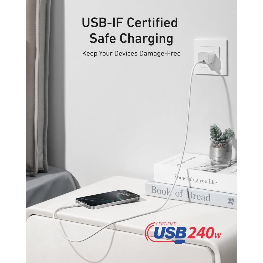 Anker A82E2 USB-C to USB-C Cable | 240W Fast Charging | Upcycled-Braided | USB-IF Certified