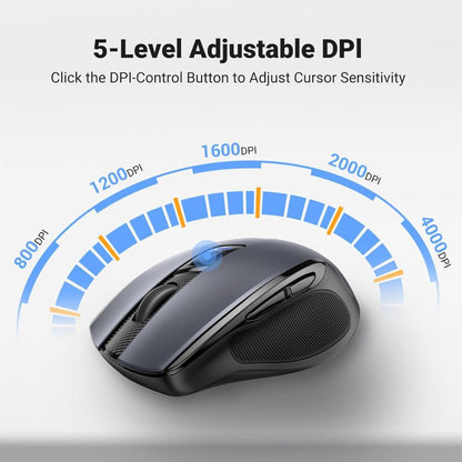 UGREEN MU006 Wireless Ergonomic Mouse | 4000 DPI, 6 Buttons, Silent Click (Black) – Model 90545