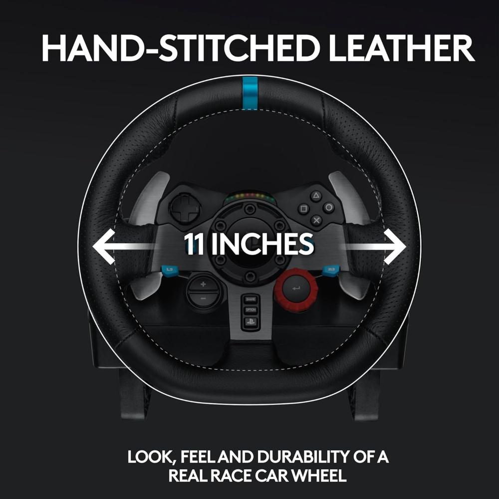 Logitech G29 Driving Force Steering Wheel | Dual-Motor Force Feedback | 900° Rotation | Leather-Wrapped Wheel | Stainless Steel Paddle Shifters