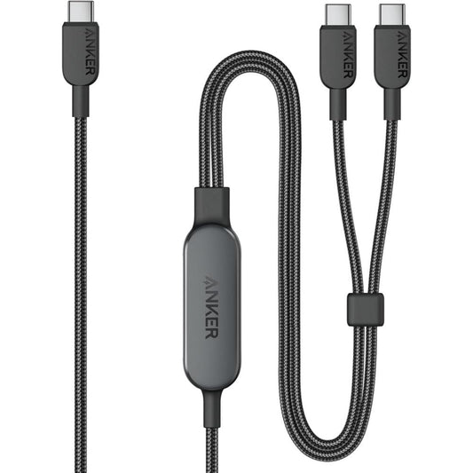Anker 140W 2-in-1 USB-C to USB-C Cable A8895 | Braided Dual Device Fast Charging Cable