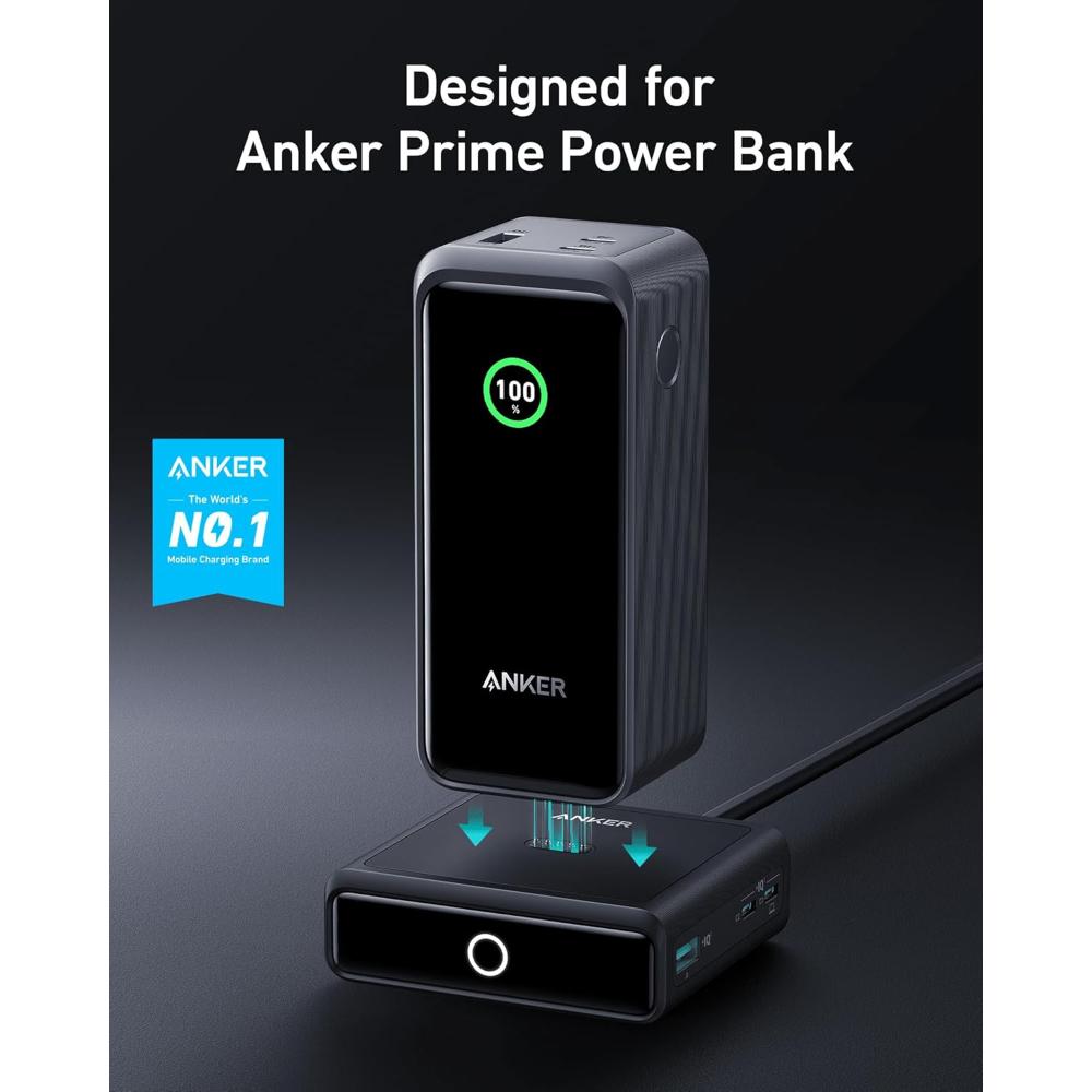 Anker A1902 100W Charging Base for Anker Prime Power Bank | 4-Port GaN Desktop Charger