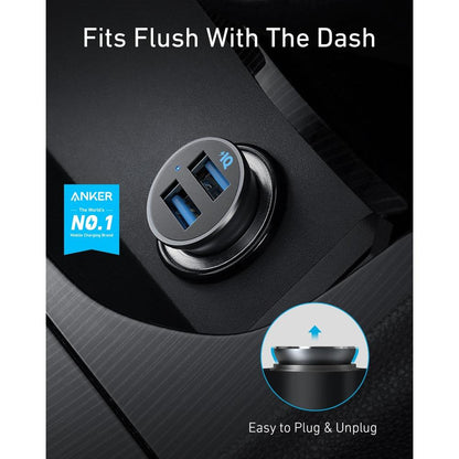 Anker 320 Car Charger (24W II) PowerDrive 2 Alloy A2727 | Dual USB Mini Aluminum Car Charger