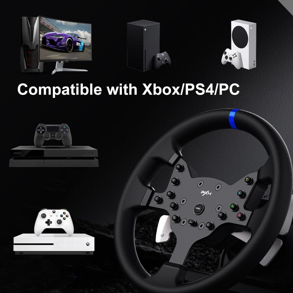 PXN V99 Racing Wheel | Real Force Feedback | 270° / 900° | Pedals + Shifter | PC, PS4, Xbox
