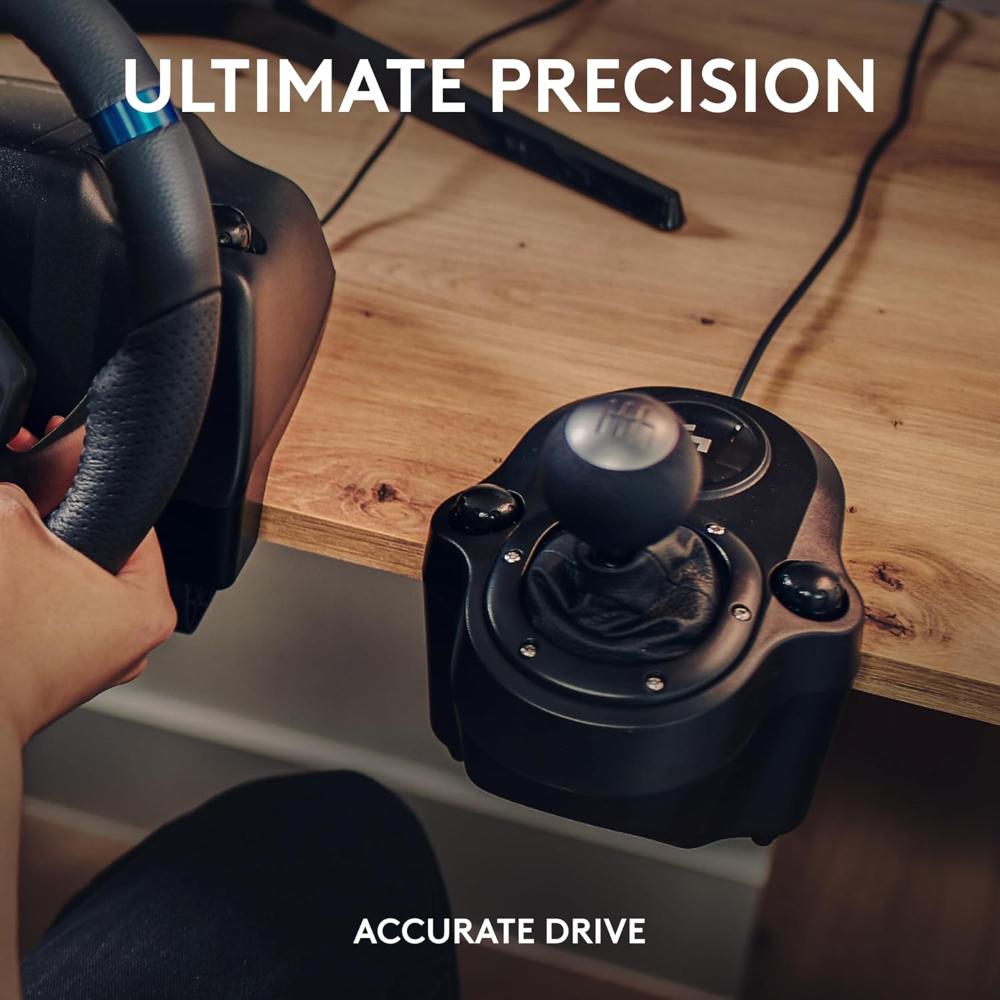 Logitech G Driving Force Shifter for G29, G920 & G923 | 6-Speed H-Pattern Manual Gear Shifter | Push-Down Reverse | Steel Gear Shaft | Leather Knob & Boot | Racing Simulator Shifter