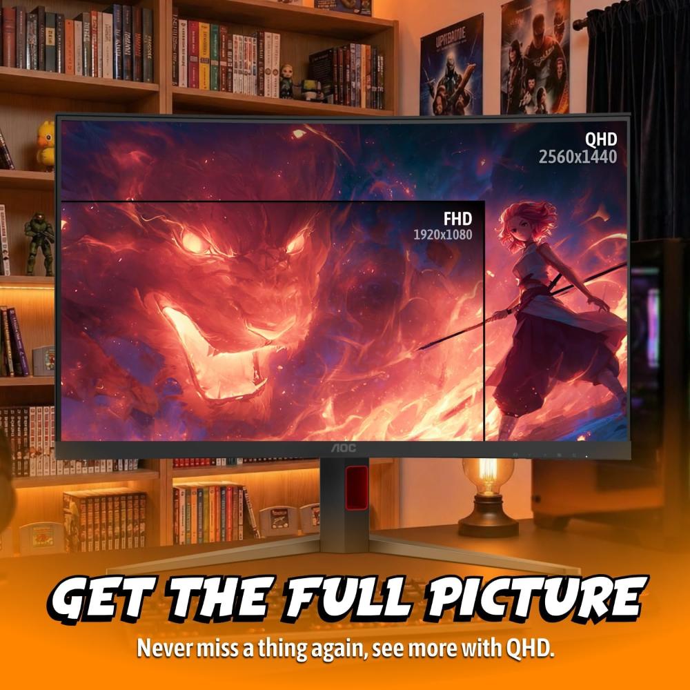 AOC CQ32G4Z 32-Inch Triple-Mode Curved Gaming Monitor | 2K QHD 260Hz / FHD 360Hz / HD 500Hz | VA Panel | 0.3ms MPRT | HDR400 | AMD FreeSync Premium | VESA Mount Compatible