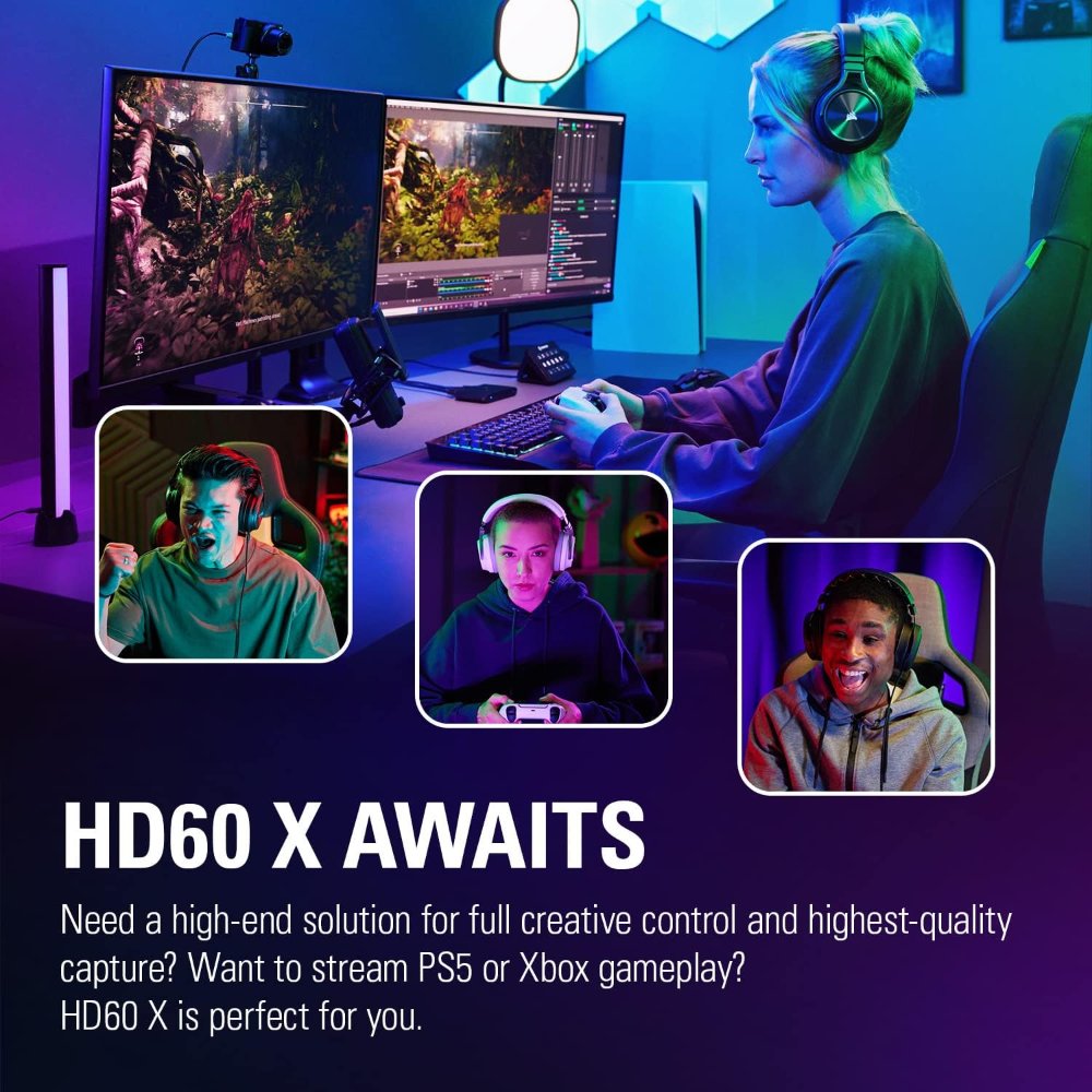 Elgato HD60 X Capture Card | 4K60 HDR Passthrough | 1080p60 Recording | VRR | USB-C Streaming Device