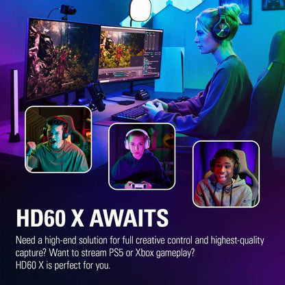 Elgato HD60 X Capture Card | 4K60 HDR Passthrough | 1080p60 Recording | VRR | USB-C Streaming Device