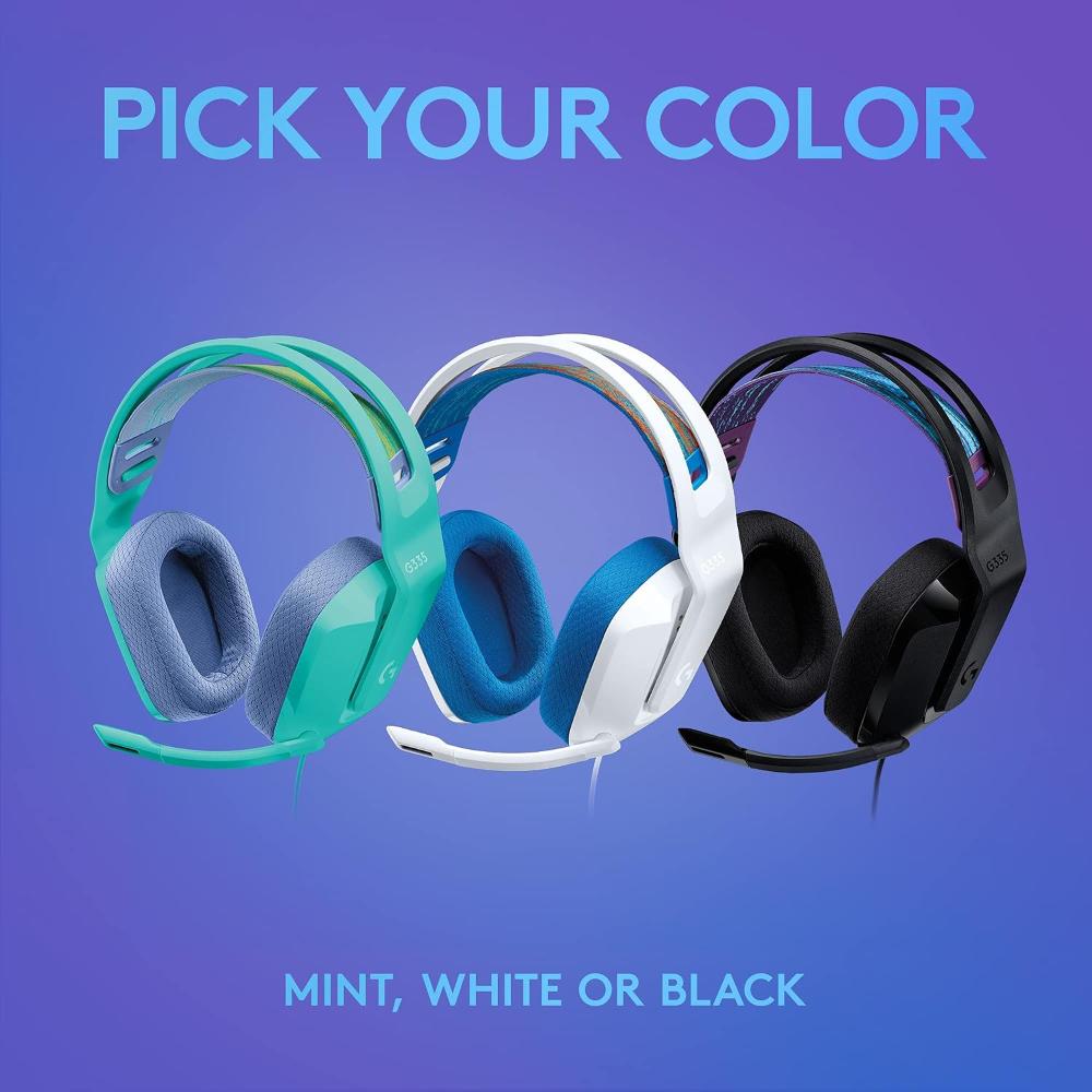 Logitech G335 Wired Gaming Headset | 3.5mm | 40mm Drivers | Lightweight 240g | Suspension Headband | Cardioid Microphone | PC, Xbox, PlayStation, Nintendo Switch & Mobile
