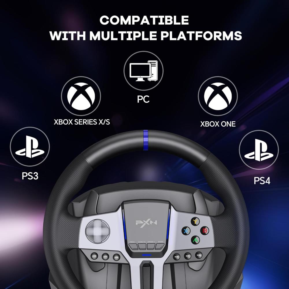 PXN V9 Gen2 Racing Wheel | Steering Wheel Driving Wheel 270°/ 900° Degree Vibration Gaming Steering Wheel with Shifter and Pedal for PC, PS3, PS4, Xbox Series X|S, Xbox One