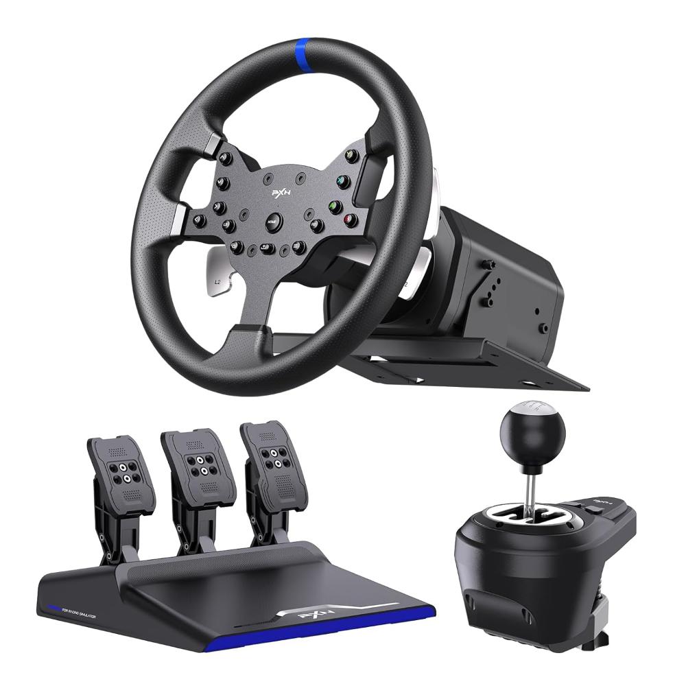 PXN V99 Racing Wheel | Real Force Feedback | 270° / 900° | Pedals + Shifter | PC, PS4, Xbox