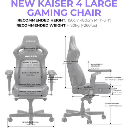 AndaSeat Kaiser 4 V2 Gaming Chair | 6D Armrests | Pop-Out 4-Way Lumbar Support | Magnetic Head Pillow | Premium Ergonomic Gaming & Office Chair