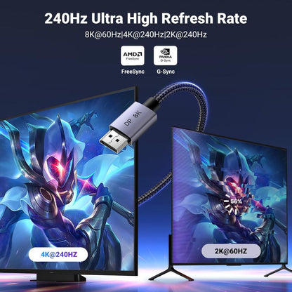 UGREEN DisplayPort 1.4 Cable | 8K@60Hz | 4K@240Hz | VESA Certified | 32.4Gbps | HDR | G-SYNC | FreeSync | DP Male to Male