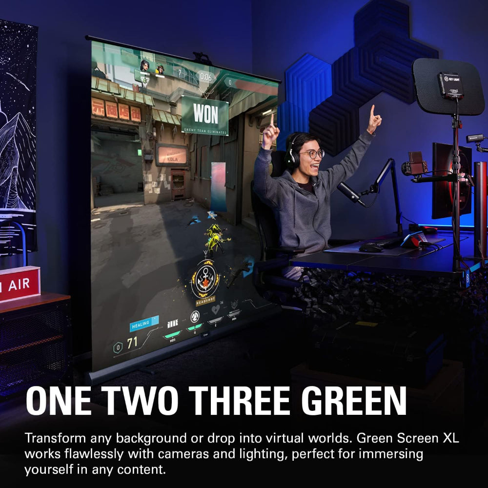 Elgato Green Screen XL | Extra-Wide Chroma Key Panel | 200×182 cm | Portable Collapsible Backdrop