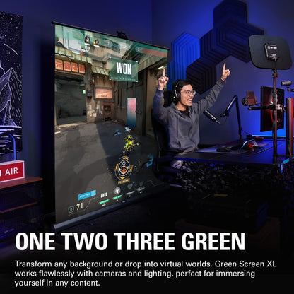 Elgato Green Screen XL | Extra-Wide Chroma Key Panel | 200×182 cm | Portable Collapsible Backdrop