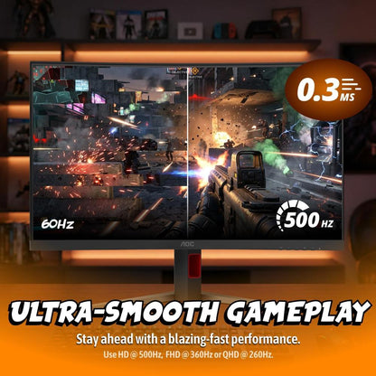 AOC CQ32G4Z 32-Inch Triple-Mode Curved Gaming Monitor | 2K QHD 260Hz / FHD 360Hz / HD 500Hz | VA Panel | 0.3ms MPRT | HDR400 | AMD FreeSync Premium | VESA Mount Compatible