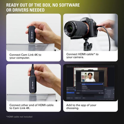 Elgato Cam Link 4K | HDMI to USB Capture Device | DSLR as Webcam | 4K Streaming & Recording