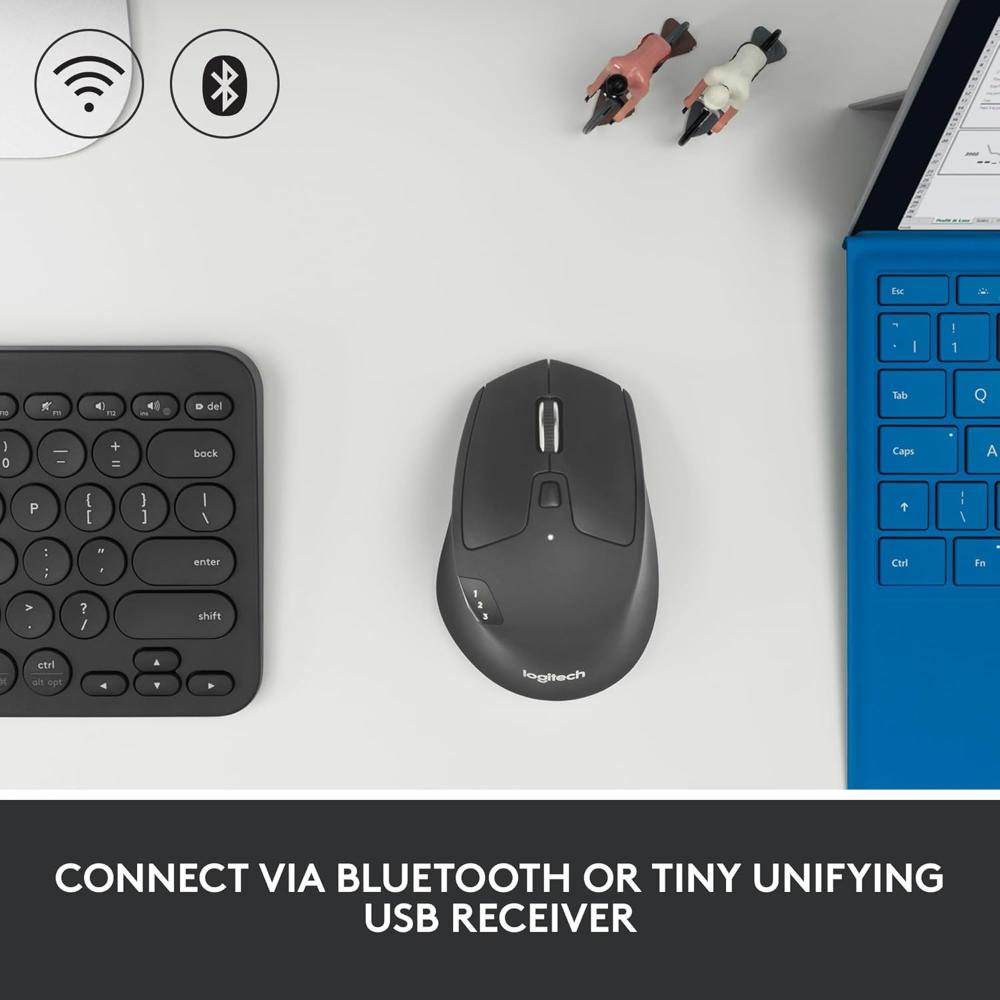Logitech M720 Triathlon Multi-Device Wireless Mouse | Hyper-Fast Scrolling | 8 Buttons | 3-Device Easy-Switch | Bluetooth & Unifying Receiver