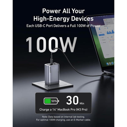 Anker Prime Charger (100W, 3 Ports, GaN) A2688 | Fast Multi-Port USB-C Wall Charger
