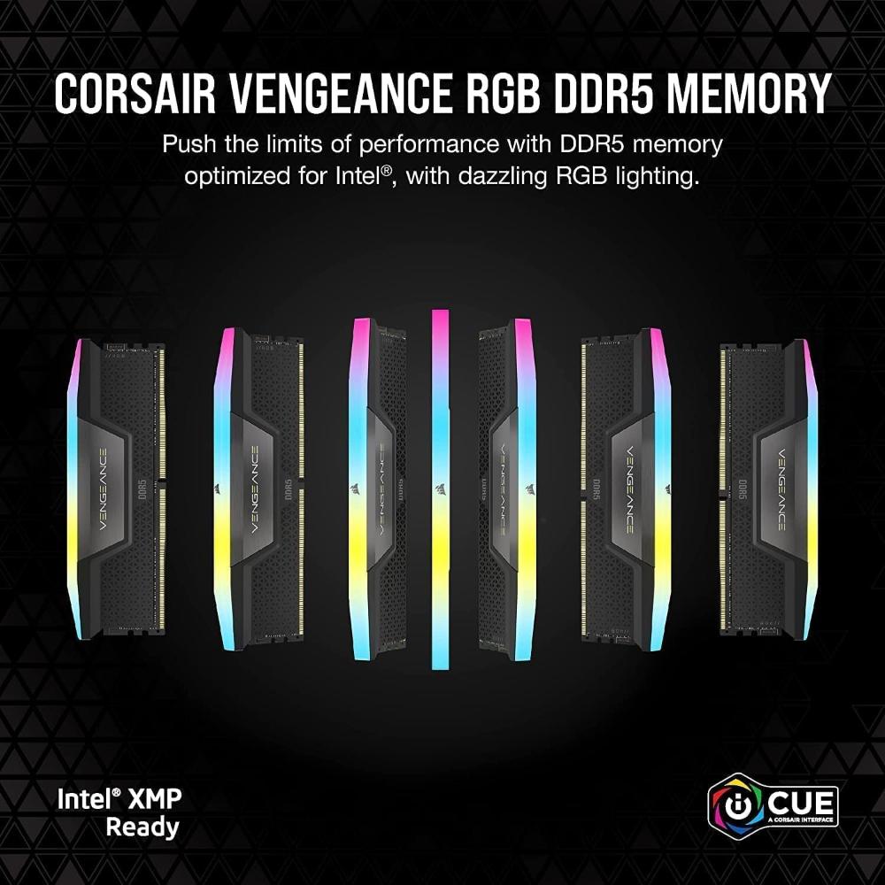 CORSAIR VENGEANCE RGB 32GB (2x16GB) DDR5 6200MT/s CL36 Desktop Memory Kit | High-Performance RGB RAM | Black