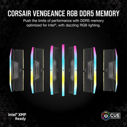 CORSAIR VENGEANCE RGB 32GB (2x16GB) DDR5 6200MT/s CL36 Desktop Memory Kit | High-Performance RGB RAM | Black