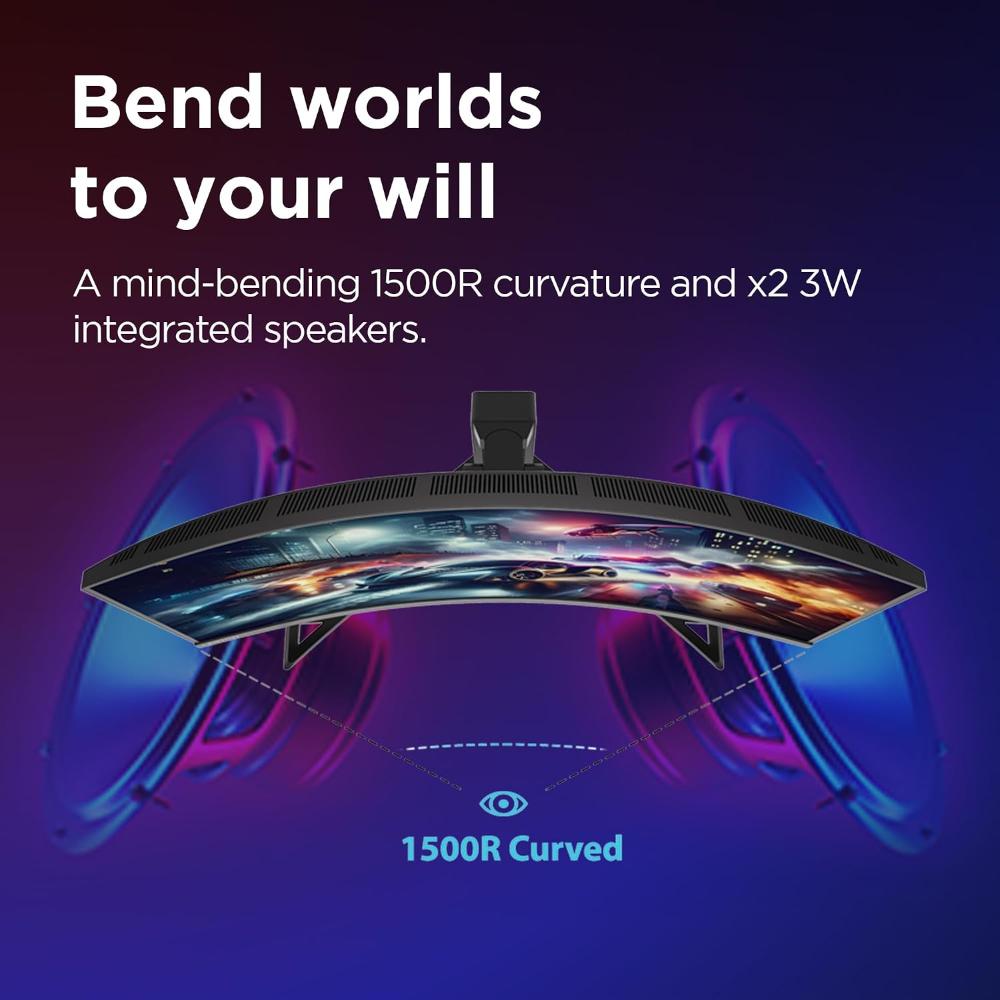 Lenovo Legion R27qc-30 27" QHD Curved Gaming Monitor | VA | 180Hz | 0.5ms MPRT | FreeSync | HDR | 1500R | 90% DCI-P3
