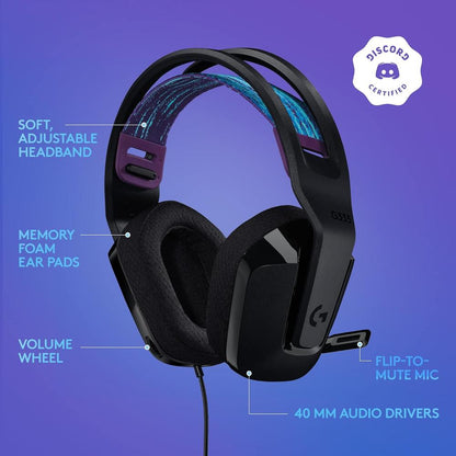 Logitech G335 Wired Gaming Headset | 3.5mm | 40mm Drivers | Lightweight 240g | Suspension Headband | Cardioid Microphone | PC, Xbox, PlayStation, Nintendo Switch & Mobile