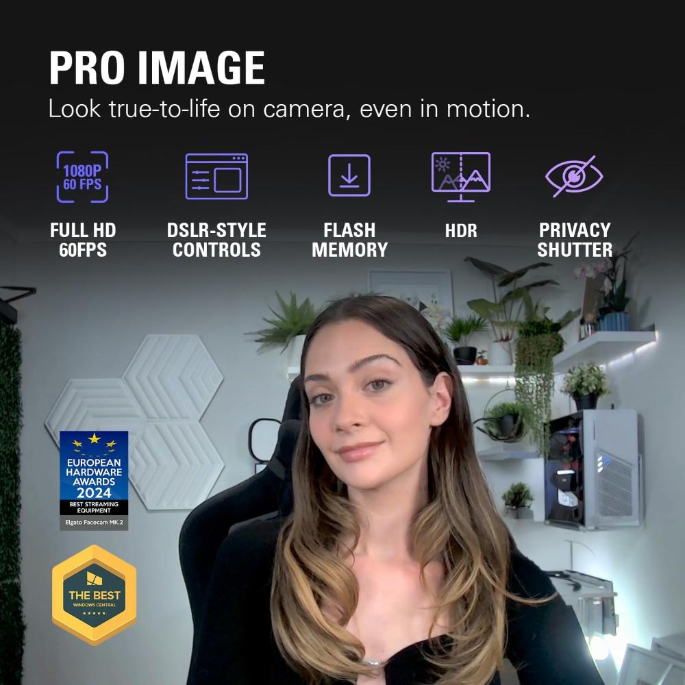 Elgato Facecam | Premium 1080p60 Webcam | HDR Video | Sony STARVIS Sensor | USB-C Streaming Camera